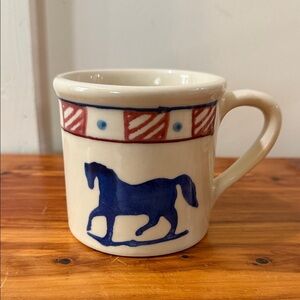 Vintage 1982 Hartstone Pottery The Crawford Barn Blue Horses Duck Large Mug